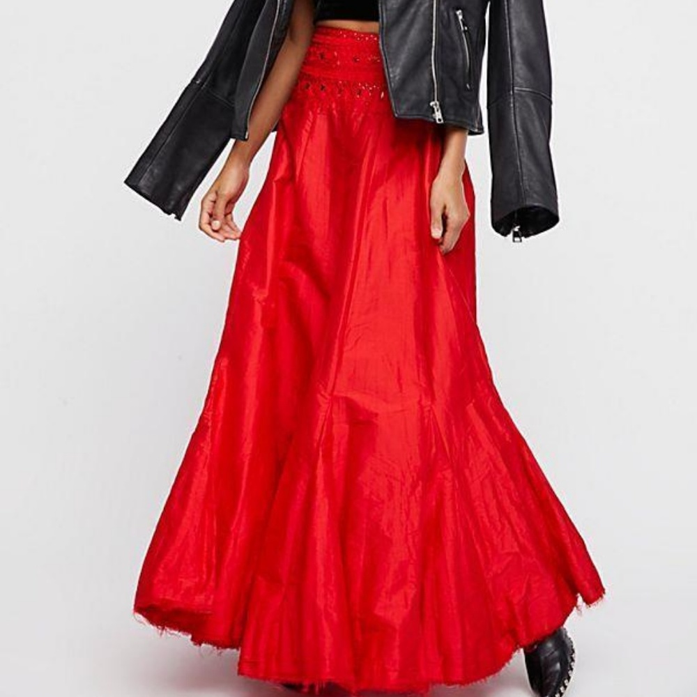 💥NWNT Free People FP One Embroidered Maxi Skirt 2
